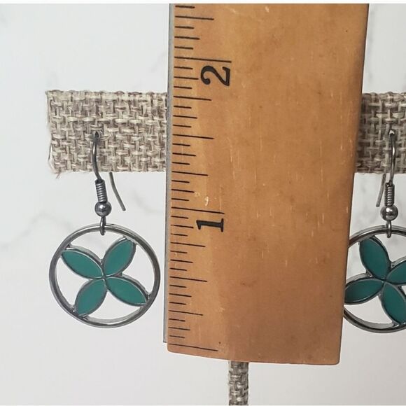 FRENCH HOOK Inlay-Look Dangling Earrings - Picture 3 of 4